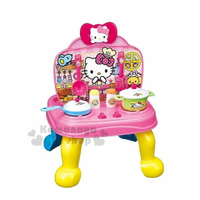 小禮堂 Hello Kitty 兒童廚房遊戲組《粉色.黃色.藍色.桌子.大臉.廚具.食物》親子互動遊戲