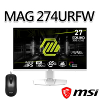 【滑鼠組】msi微星 MAG 274URFW 27吋 電競螢幕(27/3840x2160/16:9/160Hz/白)