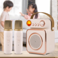 Wireless Bluetooth Speaker Microphone Retro Outdoor Music Center Karaoke Integrated Audio Portable Children's Sound System