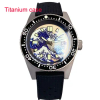 Tandorio New 41mm 62MAS Diver Titanium Watch Japan NH35 Sea Wave Dial Automatic Men Mechanical Watches Sapphire 30Bar Luminous