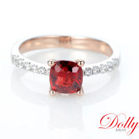 【DOLLY】1克拉 天然尖晶石18K金鑽石戒指