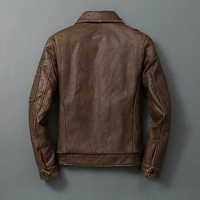 Layer Vintage Distressed Cowhide Top Jacket Men Large Size corium Air Force Flight suit Fashion Slim Fit Leather Jacket