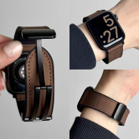 免運 快速出貨 適用蘋果安卓華強北watchS9/S10新款瘋馬皮硅膠磁吸百搭智能手錶C