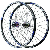 MTB Bike Wheelset 26 29 27.5 Wheel Thru Axle Hub 100 142 XD/HG/MS Rim32H Spoke 6 Pawls Bicycle Wheel QR9mm dazzling electroplate