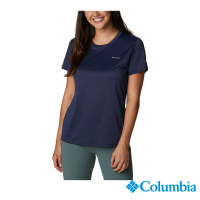 【Columbia 哥倫比亞】女款-Columbia Hike™快排短袖上衣-深藍色(UAK98050NY/IS)