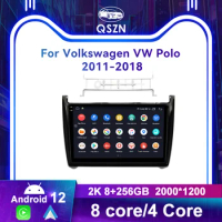 QSZN Android 12 2K 512GB Carplay 4G GPS Car Multimedia Player 2din Autoradio Android Auto Radio For VW Volkswagen Polo 2011-2018