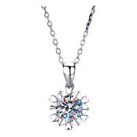 Kalung Kepingan Salji, Loket Xl85, S925 Perak Sterling, Fesyen Ringkas, Kalung Berlian, Warna D, Moi