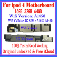 A1459 A1460 WIFI 3G Version Plate For iPad 4 Motherboard A1458 Wifi Version Original Unlocked Logic Board With IOS System Board