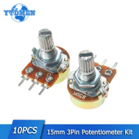 10PCS Potentiometer Resistance WH148 1K 2K 5K 10K 20K 50K 100K 500K 1M Ohm Linear Taper Rotary Potentiometers Resistor 15mm 3Pin