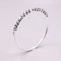 Real 999 Silver Bangle For Women Cloud Pattern Best friend Gift Man female's Bracelet 60-65mm