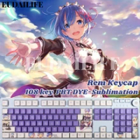 Anime Re:Zero Rem 108 Key PBT DYE Sublimation Xda Profile MX Cross Axis Switch Keycap Mechanical Keyboard Game Gift Otaku