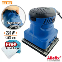 HotSaleALLEFIX 220W Finishing Orbital Wood Sander Palm Sander Machine Wood Sander Polisher FREE SAND