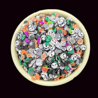 100g Mixed Halloween Ghost Pumpkin Bat Slice Polymer Hot Clay Sprinkles for Crafts DIY Nail Art Decoration Slimes Filling