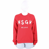 MSGM 品牌字母刷毛襯裡紅色棉質長袖運動衫 大學T