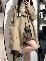 小個子風衣女2023春秋新款韓系高級感黑色英倫風中長短款大衣外套