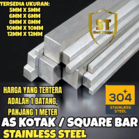 AS KOTAK SS 304 -  5MM/6MM/8MM/10MM/12MM - (1 METER) - SQUARE BAR / BESI NAKO STAINLESS 304