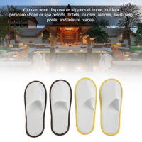 10Pairs Spa Hotel Guest Soft Slippers Closed Toe Disposable Bathroom Travel Slipper Moisture Absorption Non Slip Breathable