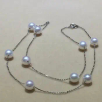 Luxury Jewelry 18K WHITE Gold 20" Gorgeous AAAA 4-5Mm Natural AKOYA WHITE Round Pearl Necklace Pearl Necklace Choker