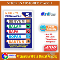 Stiker 5S standard pelayanan customer sikap pembeli sticker senyum salam sapa sopan santun