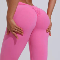 New V Back Leggings for Women Workout High Waist Side Pockets Yoga