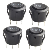 Công Tắc Rocker Thuyền 4 Cái, 3 Chân, 3 Vị Trí (Mở) -Tắt (Mở), 6A 250V / 10A 125V, Màu Đen