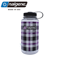 美國Nalgene 1000cc 寬嘴水壺- 紫色格子 NGN682020-0132