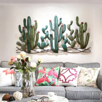 Creative Cactus Wall Decorations Porch Background Wall Decoration Pendant Wrought Iron Wall Hanging Wall Decoration