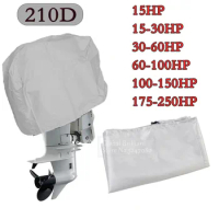 Motor Engine Boat Cover 15-250HP 210D Waterproof Yacht Half Outboard Anti UV Dustproof Cover Marine Engine Protector Canvas