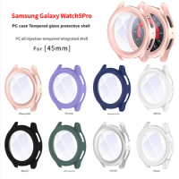 Suitable for Samsung Galaxy watch5 pro 45mm case PC+ tempered glass watch5pro protective case.