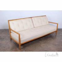 Sofa Long 2 Seater Kayu Jati Modern Auction - Wonten Art Cushion