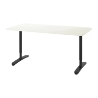 BEKANT 書桌/工作桌, 白色/黑色, 160 x 80 公分