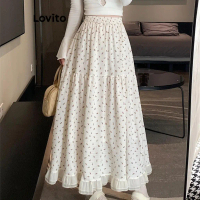 Skirt Ruffle Bunga Ditsy, Gaya Kasual, Untuk Wanita, Cantik, LNA60317