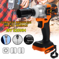 18V Brushless Cordless Electric Impact Wrench Rechargeable 1/2 Socket Wrench Power Tool Hand Tool Wrench Screwdriver Dual Use