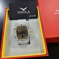 (5色可選)(Little bee小蜜蜂精品)ONOLA 錶盤會轉動 機械錶 透明款酒桶機械橡膠錶