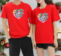 Kaos Atasan Natal Wanita/Pria Dewasa Lengan Pendek Katun Kaos Motif JESUS LOVE Combed Unisex Distro