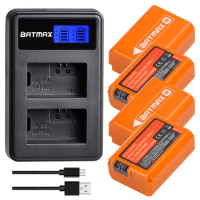 Batmax NP-FW50 Bateria NPFW50 2160mAh Battery+LCD Dual Charger for Sony Alpha a6500 a6400 a6300 a7 a7R a7R II a7II NEX-3 ZV-e10