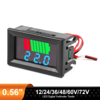 Car Battery Level Indicator Voltmeter 12V 24V 36V 48V 60V 72V Li-ion Battery Capacity Gauge Tester LED Display EV Car