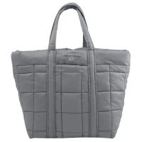 【Michael Kors】金屬LOGO厚空氣尼龍格紋手提托特包購物包(灰)