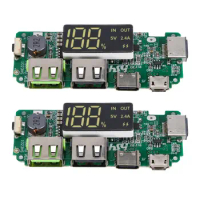LED Dual USB 5V 2.4A Micro/Type-C USB Mobile Power Bank 18650 Charging Module Lithium Battery Charger Board 2Pcs