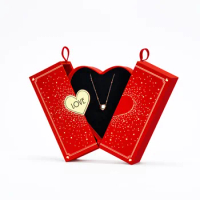 Jewelry Gift Box Heart Shaped Double Door Open Box for Necklace Pendant Bracelet Display Storage Case
