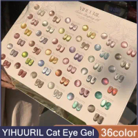 YIHUURIL 36color Nail Art Gel Set Dynamic Cat Eye Gel Nail Polish 15ml Chameleon Magnetic Gel With Color Display For Nail Slaon