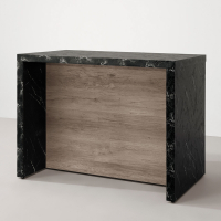 Boden-卡諾斯4尺中島型吧台桌+餐櫃/多功能收納餐桌櫃-黑色仿石面-120x70x92cm