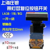 銀點LA38-11D/RG自復位帶燈按鈕LED雙頭紅綠平頭開關電源開關22mm