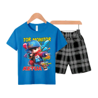 Setelan Anak2 Unisex Celana kotak/Tor Tor Monitor Ketua Digital Sablon