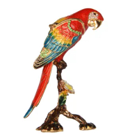 Macaw Parrot Trinket Box Enamelled Hinged Jewelry Box Pewter Ornament Gifts Bird Figurine Tabletop