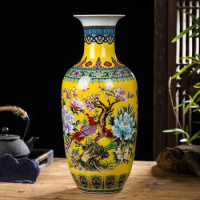 Antique Enamel Big Floor Vase Ceramics European Style Chinese Living Room Decoration TV Cabinet Vase Desk Bottle
