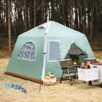 SunnyFeel 5-8 Person Fine Camping Inflatable Cabin Tent Outdoor Waterproof Lightweight Oxford Fabric Rainproof Camp Tent