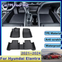 Car Floor Mat For Hyundai Elantra Avante i30 Sedan CN7 2021~2024 Waterproof Mud Carpet TPE Foot Pad Full Rug Tappeto Accessories