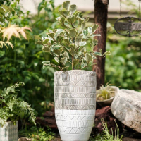 Cement Flower Pot Large Height Living Room Flower Arrangement Decoration Flower Decoration Succulent Plant Pot Hotel Courtyard
