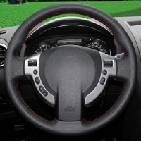 Black Genuine Leather Hand-stitched Car Steering Wheel Cover For Nissan Qashqai J10 X-TRAIL NV200 2008-2012 Car Accessories